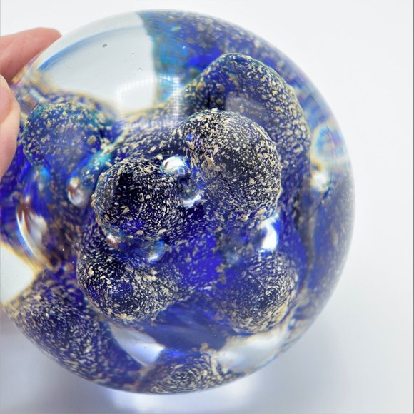 Vintage Cobalt Blue and Gold Flecks Paperweight - Picture 5 of 9